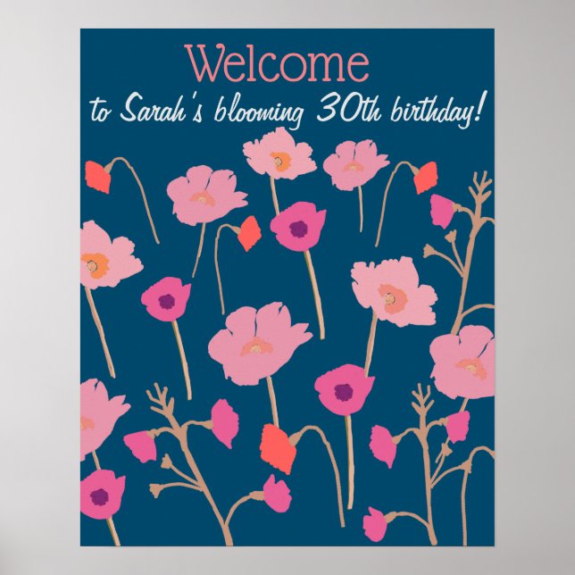 Affiche Jolie fête florale moderne 30ème (Devant)