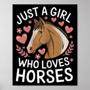 Affiche Jolie Fille aux Chevaux Juste une Fille qui Aime l