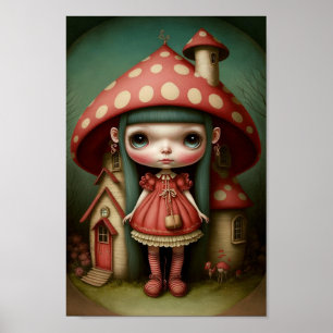 Affiche Jolie Fille Champignon Sucré Art