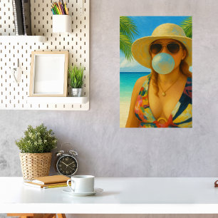 Affiche Jolie fille des plages tropicales bulle de bubble