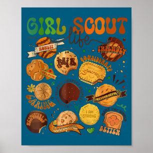 Affiche Jolie fille éclaireuse vendeuse de cookies chef de