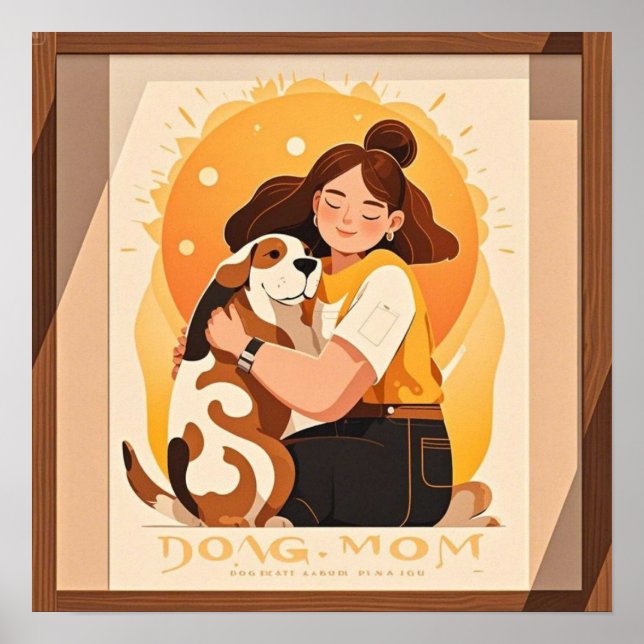 Affiche Jolie fille et chien s'étreignent (Devant)