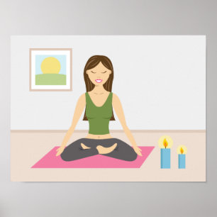 Affiche Jolie Fille Faisant du Yoga Dans une Jolie Pièce