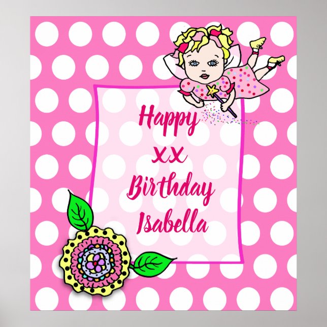 Affiche Jolie Fille Fée Blonde Joyeux Anniversaire (Devant)