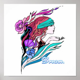 Affiche jolie fille imaginaire rêve