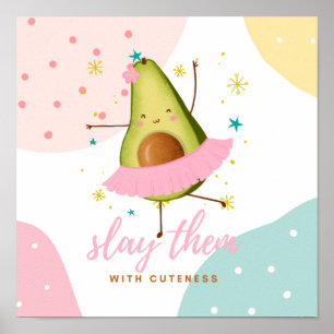 Affiche Jolie fille Kawaii Avocado Ballerina Les Jeter