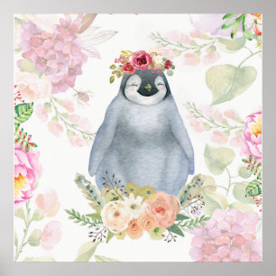 Affiche Jolie fille Penguin Cadeau d'anniversaire, Pingoui