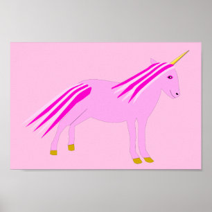 Affiche Jolie fille rose bébé licorne