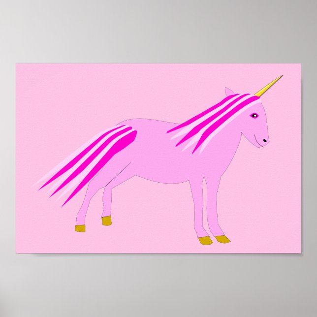 Affiche Jolie fille rose bébé licorne (Devant)