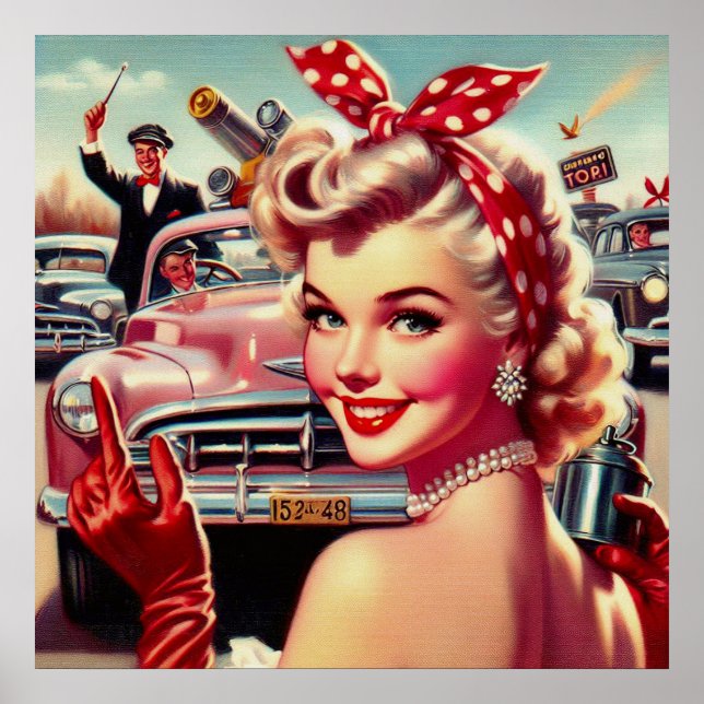 Affiche Jolie fille Vintage des années 1950 (Devant)