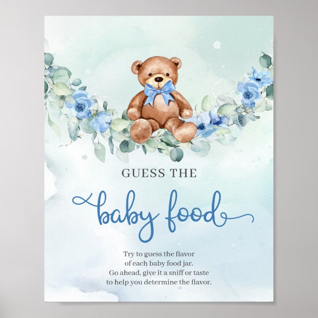 Affiche Jolie fleur bleue d'éléphant Guess The Baby Food j (Devant)