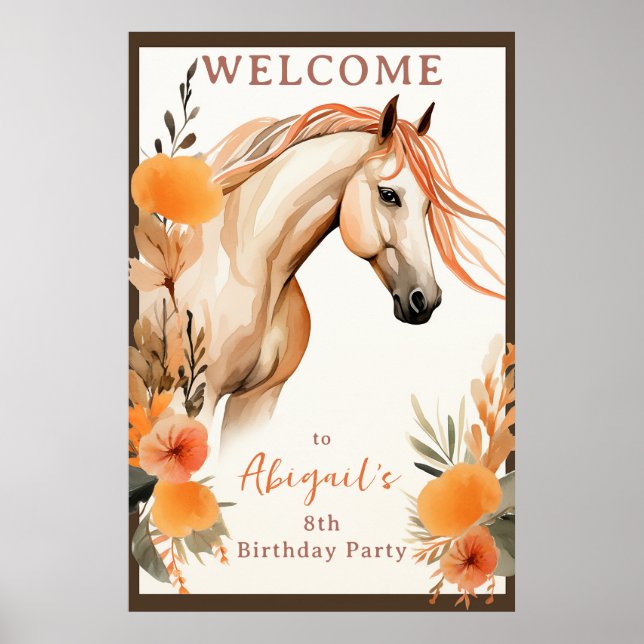 Affiche Jolie fleur de cheval et de Pêche Accueil Annivers (Devant)