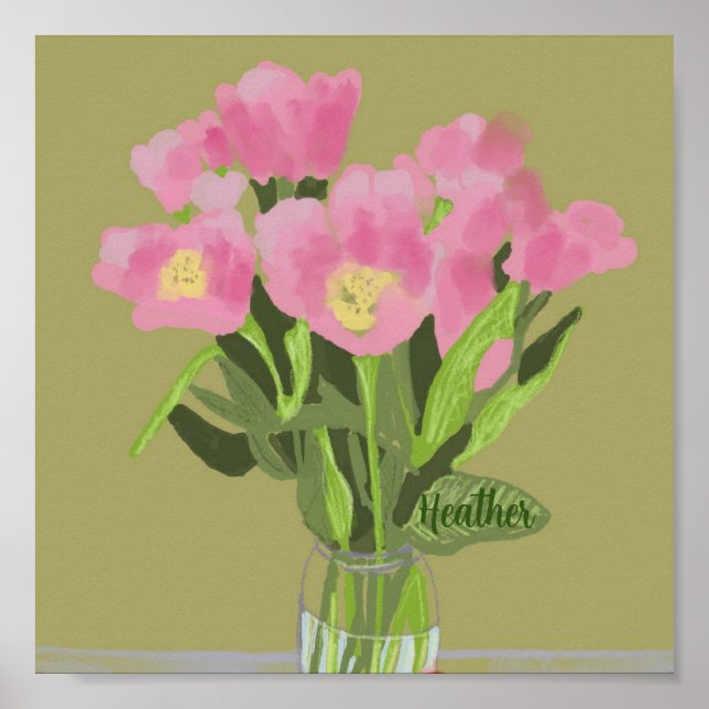 Affiche Jolie Fleur de tulipe d'Art moderne Illustration + (Devant)
