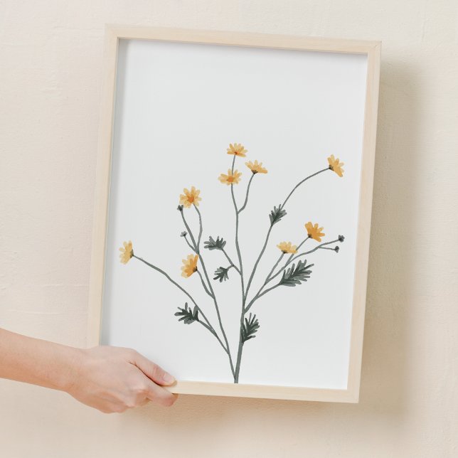 Affiche Jolie Fleur Jaune Cosmos Nourriture Décor (Cute Yellow Flower Cosmos Nursery Decor)
