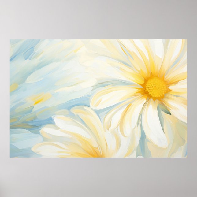 Affiche Jolie fleur marguerite peinture abstraite. (Devant)