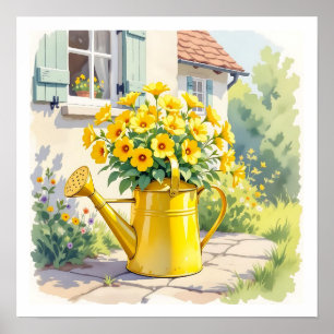 Affiche Jolie Fleurs Jaunes dans la canne d'arrosage