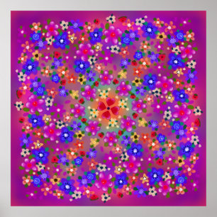 Affiche Jolie Fleurs Multicolores Style Boho