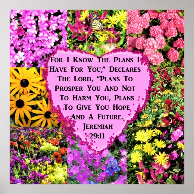 AFFICHE JOLIE FLORALE JEREMIAH 29:11 BIBLE (Devant)