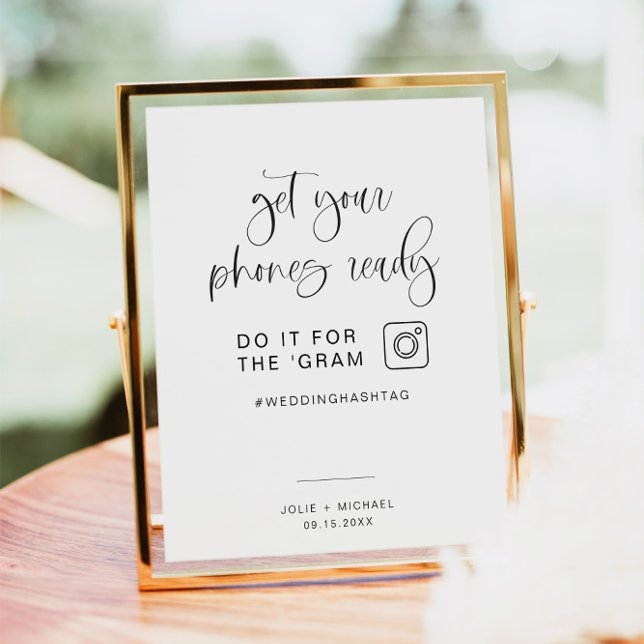Affiche JOLIE Fun Modern Minimal Le Hashtag Gram Mariage (Créateur téléchargé)