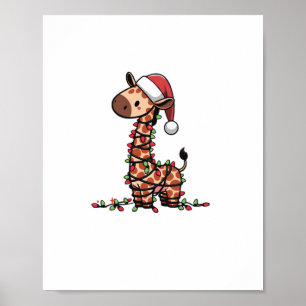 Affiche Jolie girafe Noël Arbre Amoureux des girafes