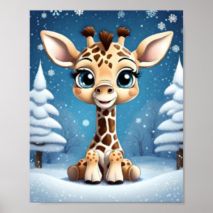 Affiche Jolie Giraffe de Noël OWN ART Lisa-Dawn Designs
