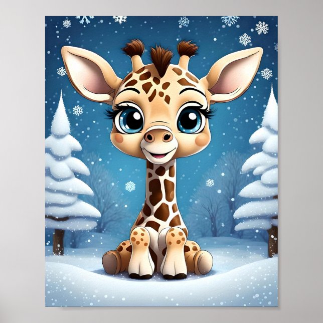 Affiche Jolie Giraffe de Noël OWN ART Lisa-Dawn Designs (Devant)