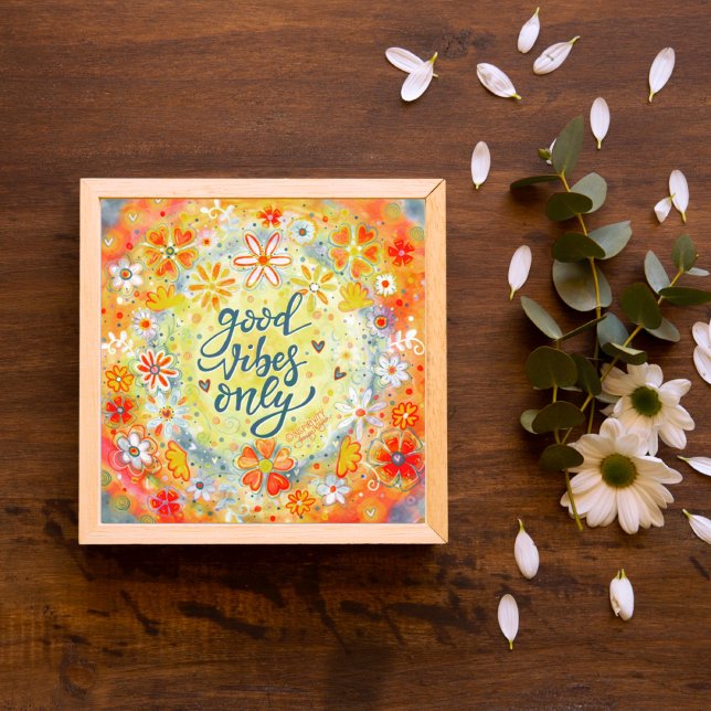 Affiche Jolie Good Vibes seulement Inspirivity Orange (Créateur téléchargé)