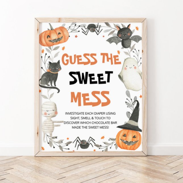 Affiche Jolie Halloween Guess the Sweet Mess Baby shower (Créateur téléchargé)