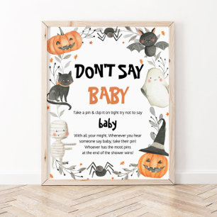 Affiche Jolie Halloween Ne pas dire Baby shower de bébé je