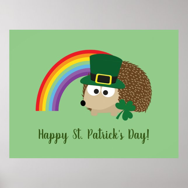 Affiche Jolie Hedgehog Leprechaun Saint Patrick's Day (Devant)