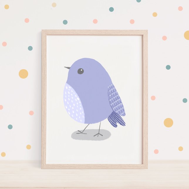 Affiche Jolie illustration de nursery à l'oiseau lavande d (Créateur téléchargé)