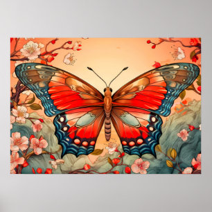 Affiche Jolie illustration de papillon artistique Art