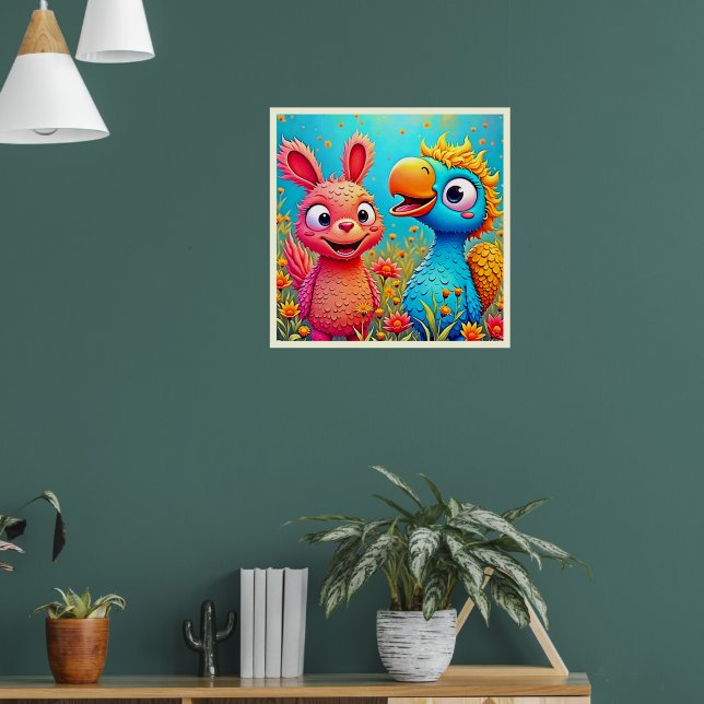 Affiche Jolie illustration de perroquet lapin de dessin an (Salon 1)