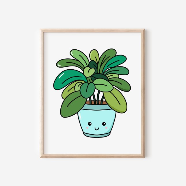 Affiche Jolie illustration de plante en pot botanique Kawa (Créateur téléchargé)