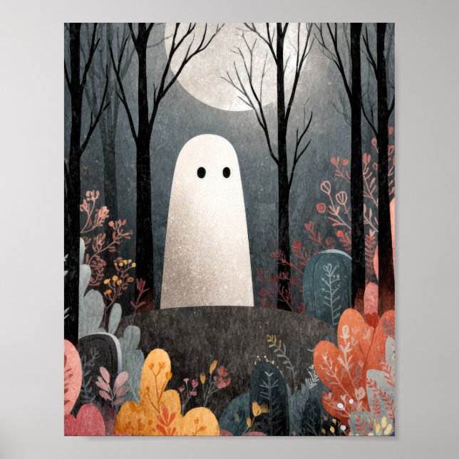 Affiche Jolie illustration d'Halloween à l'aquarelle de fa (Devant)