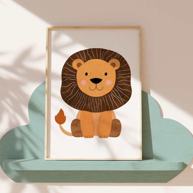 Affiche Jolie illustration moderne de lion pour une nurser (Créateur téléchargé)
