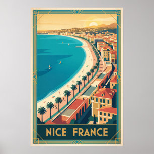 Affiche Jolie illustration vintage de Negresco Riviera à N