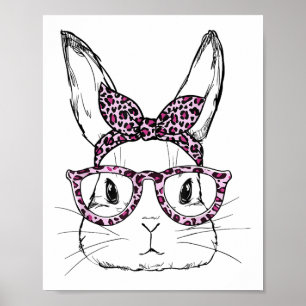 Affiche Jolie Lapin Lapin Leopard Gles Joyeux Pâques Jour