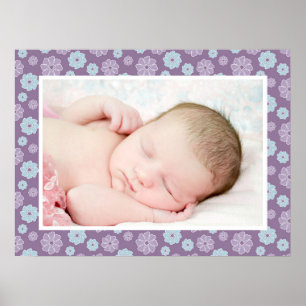 Affiche Jolie Lilac Purple et Blue Floral Photo personnali
