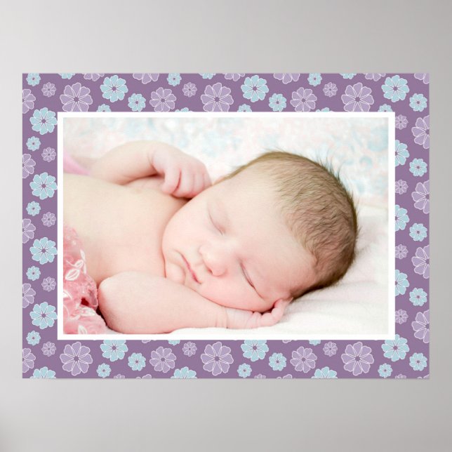 Affiche Jolie Lilac Purple et Blue Floral Photo personnali (Devant)