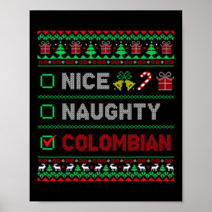 Affiche Jolie liste de Noël colombienne méchante Colombi