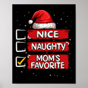 Affiche Jolie liste de Noël préférée de maman vilain Santa