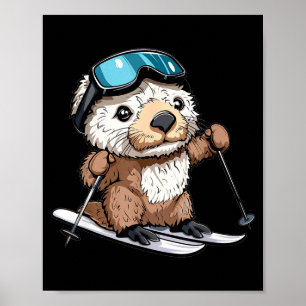 Affiche Jolie loutre de mer faisant du ski