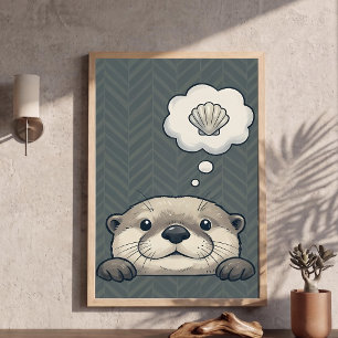 Affiche Jolie loutre rêvant d'affiche de nurserie de coqui