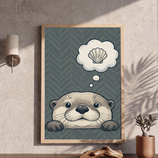 Affiche Jolie loutre rêvant d'affiche de nurserie de coqui
