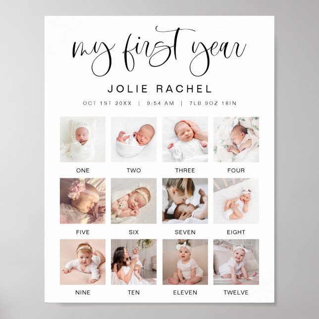 Affiche JOLIE Minimal amusant Boho Première année Photo Mi (Devant)