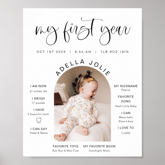 Affiche JOLIE Minimal Fun Arch Photo Première Année Jalon (Devant)