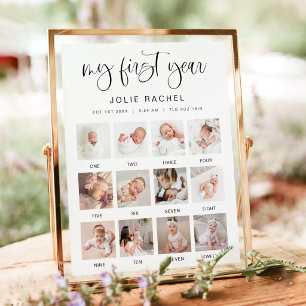 Affiche JOLIE Minimal Fun Boho Premier Anniversaire Photo