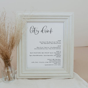 Affiche JOLIE Minimalist Boho Let's Drink Bar Menu Sign