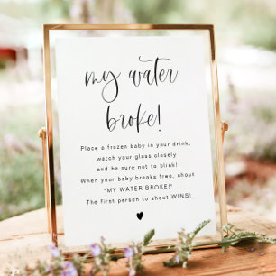 Affiche JOLIE Modern My Water Brooké Baby shower Jeu Signe